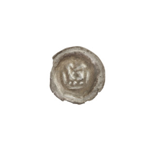 Denarius - bracteate; crown II (iconographic); crowns; one-sided coin; crosses; balls; Teutonic