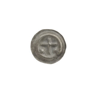 Denarius - bracteate, one-sided coin; subject: equal-armed crosses and Latin cross (iconography),