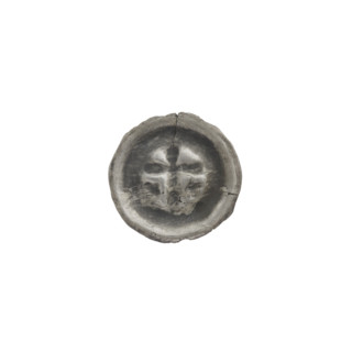 Denarius - bracteate; one-sided coin featuring a Latin cross with, on each side of its longer arm,