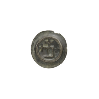 Denarius bracteate, rectangle-D (iconographic) with rectangular letter D bearing two attached