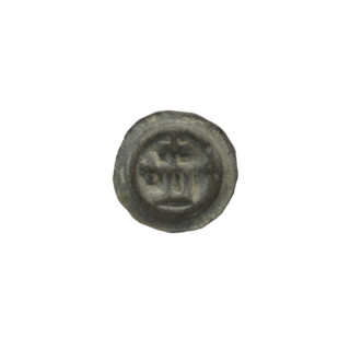 Denarius — bracteate, rectangle-D (iconographic). One-sided coin depicting a rectangular letter D