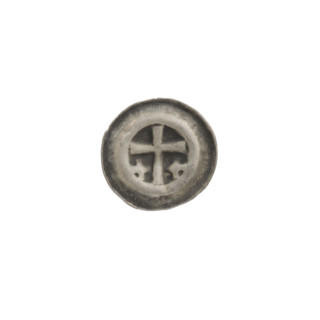 Denarius (bracteate) with Latin cross iconography; Nervin deposits; equal-armed crosses; one-sided