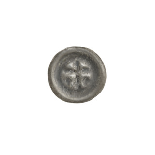 Denarius bracteate coin, one-sided; obverse: Latin cross with slightly widening arm tips, with an