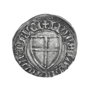 Teutonic szelag, Winrych von Kniprode (Grand Master; 1351–1382). Obverse: Monastic shield of the