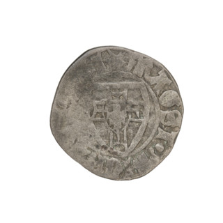 Teutonic szelag, Michal Küchmeister (Grand Master; 1414–1422). Obverse: monastic shield of the