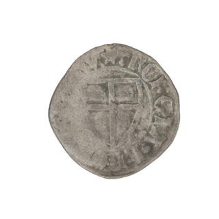 Teutonic szelag, Michal Küchmeister (Grand Master; 1414–1422). Obverse: monastic shield of the