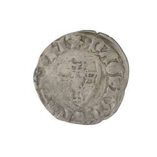 Teutonic szelag, Michal Küchmeister (Grand Master; 1414–1422). Obverse: monastic shield of the
