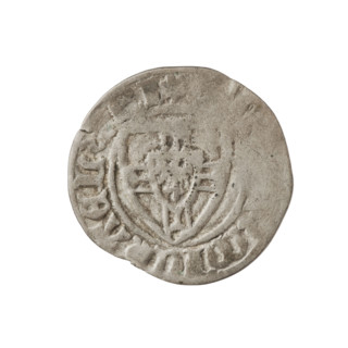 Teutonic szelag, Michal Küchmeister (Grand Master; 1414–1422). Obverse: monastic shield of the