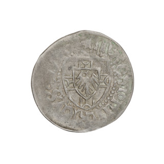 Teutonic szelag, Henryk Reffle von Richtenberg (Grand Master; 1470–1477). Obverse: monastic shield