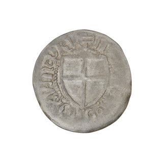 Teutonic szelag, Henryk Reffle von Richtenberg (Grand Master; 1470–1477). Obverse: monastic shield