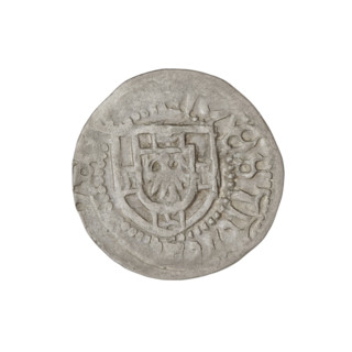 Teutonic szelag, Henryk Reffle von Richtenberg (Grand Master; 1470–1477). Obverse: Teutonic shield