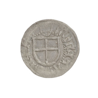 Teutonic szelag, Henryk Reffle von Richtenberg (Grand Master; 1470–1477). Obverse: Teutonic shield