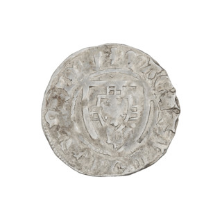 Teutonic szelag. Obverse: monastic shield of the Grand Master; rim between pearl borders with