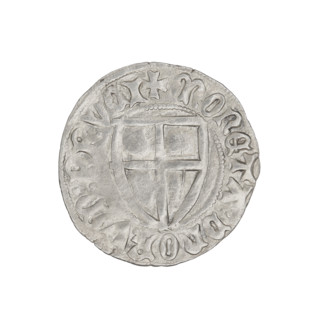Teutonic szelag, Ulrich von Jungingen (Grand Master; 1407–1410). Obverse: Teutonic shield of the