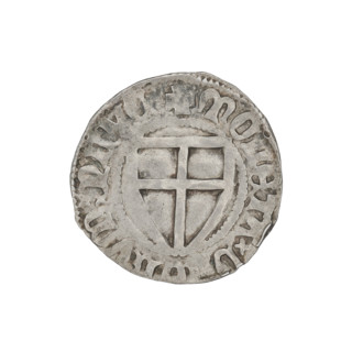 Teutonic szelag, Konrad von Jungingen (Grand Master; 1393–1407). Obverse: Teutonic shield of the