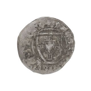 Teutonic szelag, Ulrich von Jungingen (Grand Master; 1407–1410). Obverse: Teutonic shield of the