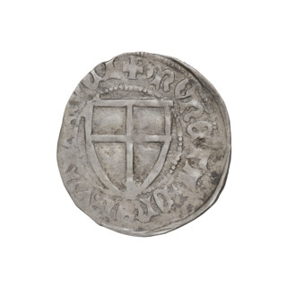Teutonic szelag, Ulrich von Jungingen (Grand Master; 1407–1410). Obverse: Teutonic shield of the