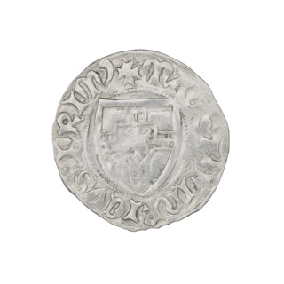 Teutonic szelag, Henryk von Plauen (Grand Master; 1410–1413). Obverse: Teutonic shield of the Grand