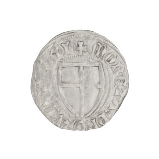 Teutonic szelag, Henryk von Plauen (Grand Master; 1410–1413). Obverse: Teutonic shield of the Grand