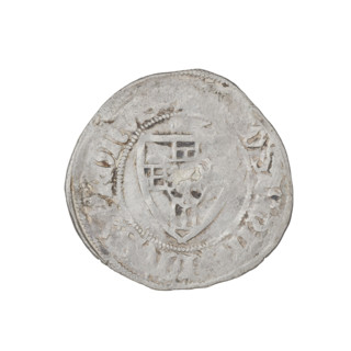 Teutonic szelag, Henryk von Plauen (Grand Master; 1410–1413). Obverse: monastic shield of the Grand