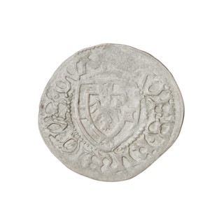 Teutonic szelag, Henryk Reffle von Richtenberg (Grand Master; 1470–1477). Obverse: Teutonic shield