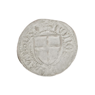 Teutonic szelag, Henryk Reffle von Richtenberg (Grand Master; 1470–1477). Obverse: Teutonic shield