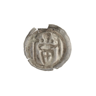 Denarius - bracteate imitation?, R6 (rarity). Imitation, AR punch, one-sided coin. Standing knight