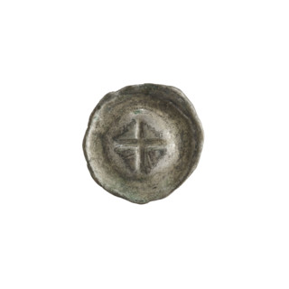 Denarius - bracteate; iconography: Greek (equal-armed) cross; rarity: R5 (rare); one-sided coin;