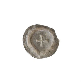 Denarius - bracteate; one-sided coin depicting an equal-armed (Greek) cross with ends of the arms