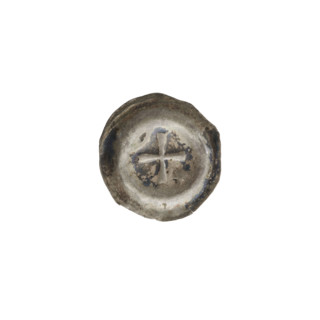 Denarius - bracteate; isosceles cross with widening arms; in one angle between its arms a