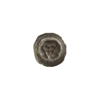 Denarius - bracteate; one-sided coin depicting a triangular shield with a cross whose arms reach