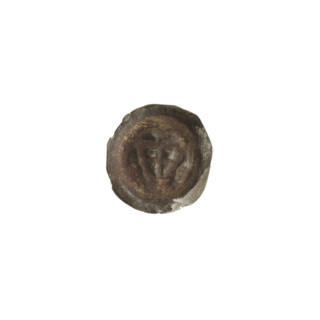 Denarius - bracteate; one-sided coin depicting a triangular shield with a cross whose arms reach