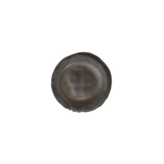 Denarius (bracteate); one-sided coin depicting a triangular shield with a cross whose arms reach