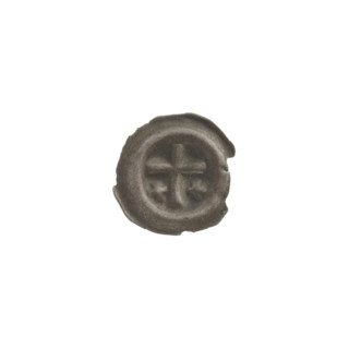 Denarius - bracteate; one-sided coin with Latin cross (slightly widening arm tips) and equal-armed