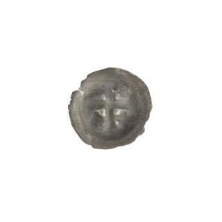 Denarius - bracteate; one-sided coin depicting a Latin cross with slightly widening arm ends, with