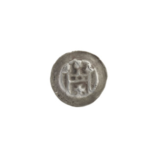 Denarius - bracteate; Gate topped with three pillars topped with trefoils. Under the straight vault