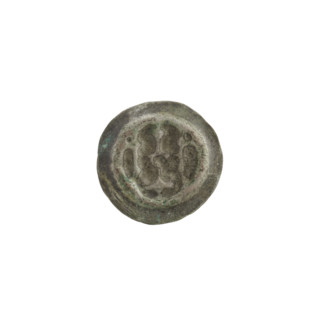 Denarius (bracteate). Obverse: Gate II (iconographic) — gate topped with three pillars each