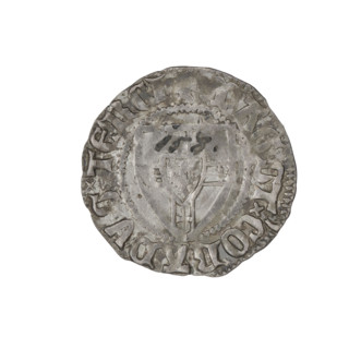 Teutonic szelag, Konrad von Jungingen (Grand Master; 1393–1407). Obverse: monastic shield of the
