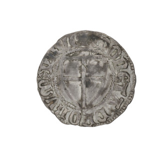 Teutonic szelag, Konrad von Jungingen (Grand Master; 1393–1407). Obverse: monastic shield of the