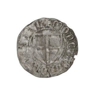 Teutonic szelag, Konrad von Jungingen (Grand Master; 1393–1407). Obv.: Teutonic shield of the Grand
