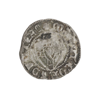 Teutonic szelag, Konrad von Jungingen (Grand Master; 1393–1407). Obverse: monastic shield of the