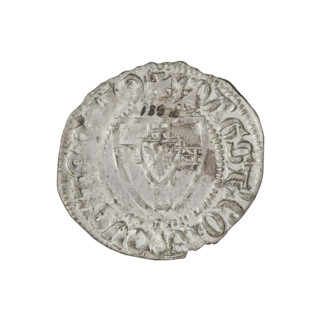 Teutonic szelag, Konrad von Jungingen (Grand Master; 1393–1407). Obverse: Teutonic shield of the