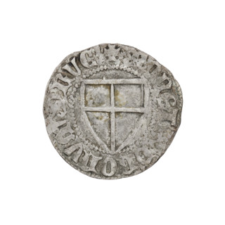 Teutonic szelag, Konrad von Jungingen (Grand Master; 1393–1407). Obverse: Teutonic shield of the