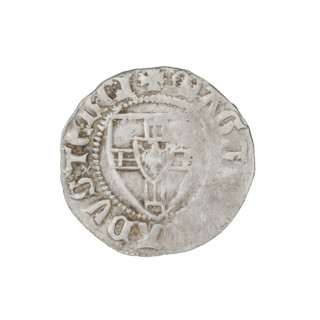 Teutonic szelag, Konrad von Jungingen (Grand Master; 1393–1407). Obverse: Teutonic shield of the