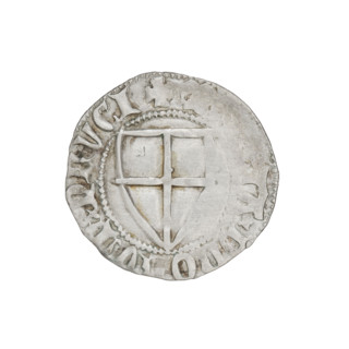 Teutonic szelag, Konrad von Jungingen (Grand Master; 1393–1407). Obverse: Teutonic shield of the