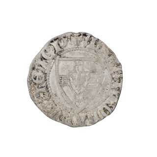 Teutonic szelag, Konrad von Jungingen (Grand Master; 1393–1407). Obverse: Teutonic shield of the