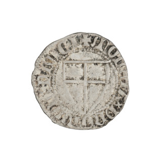 Teutonic szelag, Konrad von Jungingen (Grand Master; 1393–1407). Obverse: Teutonic shield of the