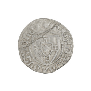 Teutonic szelag, Konrad von Jungingen (Grand Master; 1393–1407). Obverse: Teutonic shield of the