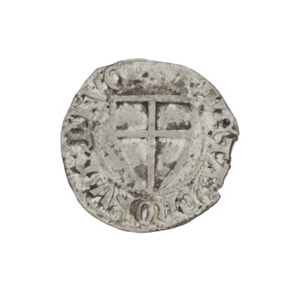 Teutonic szelag, Konrad von Jungingen (Grand Master; 1393–1407). Obverse: Teutonic shield of the