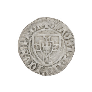 Teutonic szelag, Henryk von Plauen (Grand Master; 1410–1413). Obverse: Teutonic shield of the Grand
